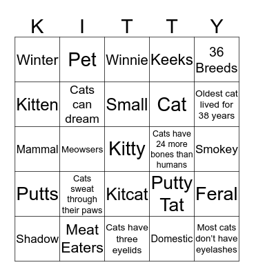 Kitty Bingo Card