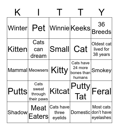 Kitty Bingo Card