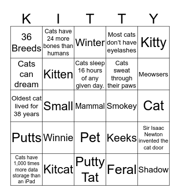 Kitty Bingo Card