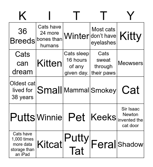 Kitty Bingo Card