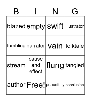 Half-Chicken Vocabulary Bingo Card