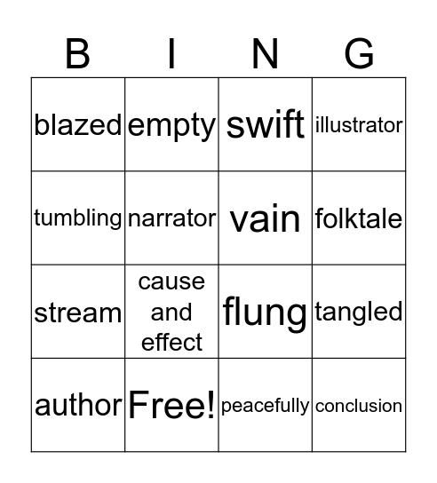 Half-Chicken Vocabulary Bingo Card