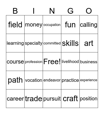 CAREER BINGO Card