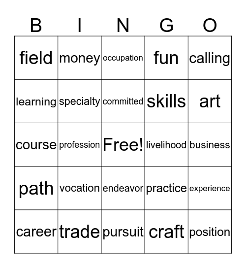 CAREER BINGO Card