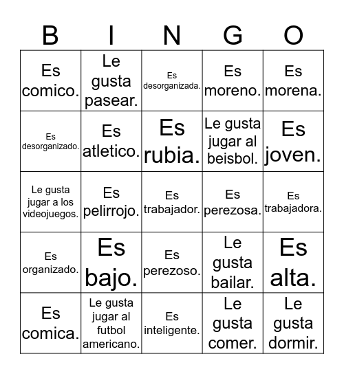 Busca alguien que...  Bingo Card