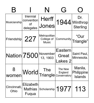 Mu Phi Bingo Card