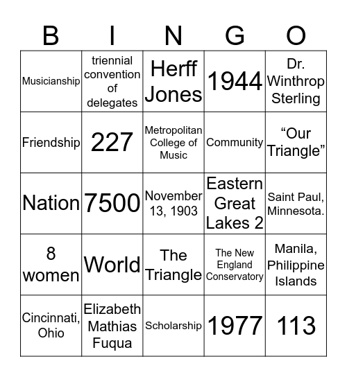 Mu Phi Bingo Card