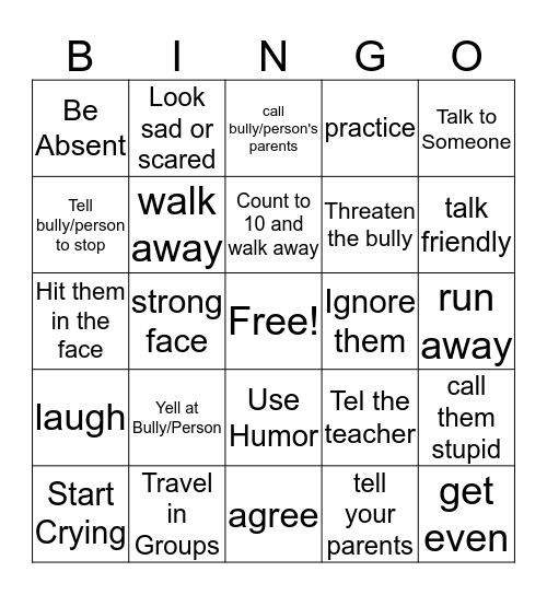 Conflict Resolution Bingo Card