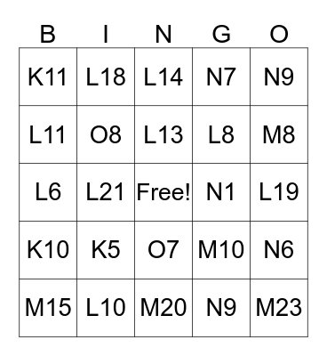 IXL Fraction Bingo Card