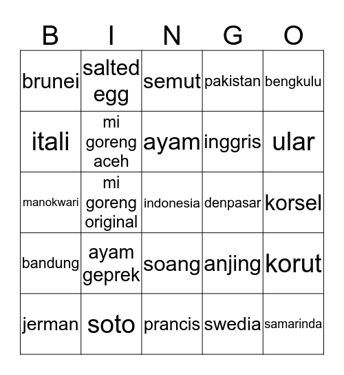 TCN Bingo!  Bingo Card