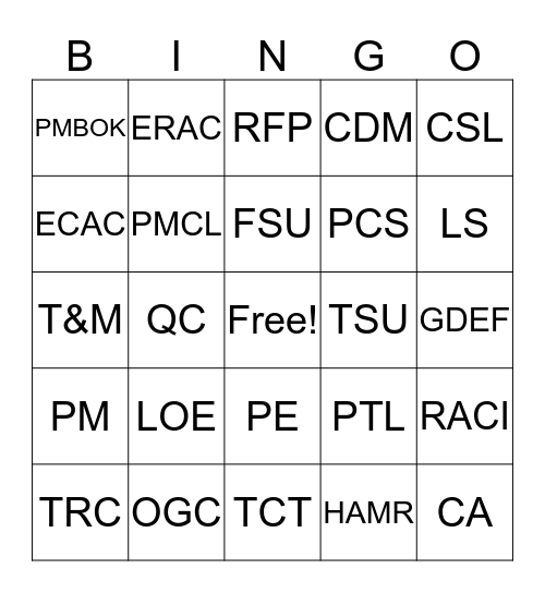 PM BINGO Card