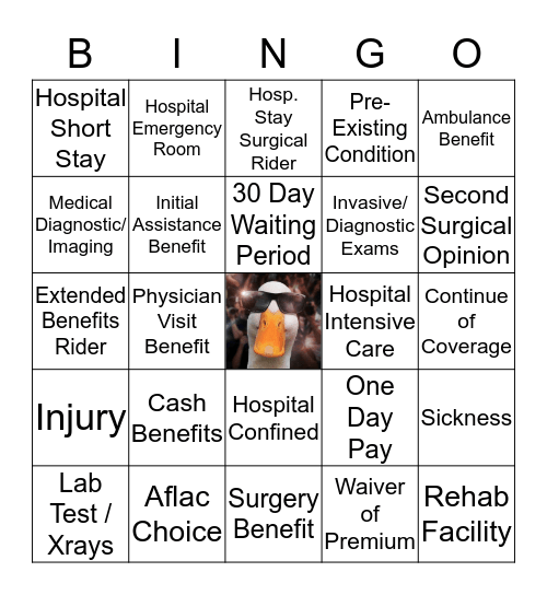 AFLAC Bingo Card