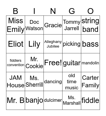 Alleghany JAM Bingo Card