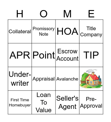 Homebuyer Education Bingo Card