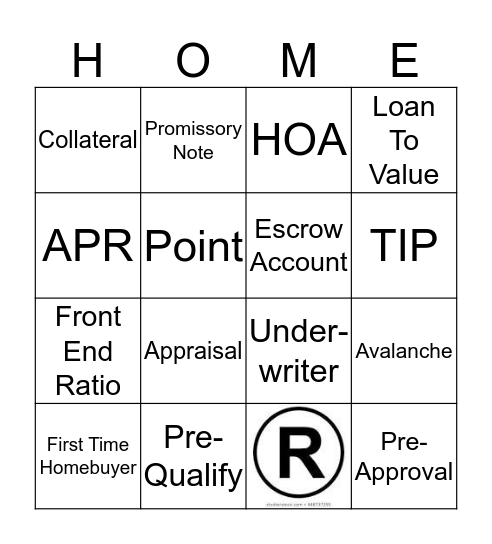 Homebuyer Education Bingo Card