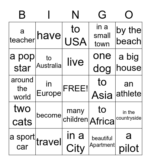 My future Bingo Card