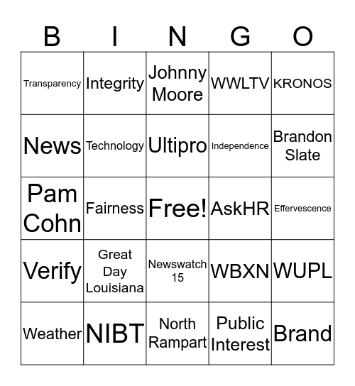 Channel 4 Bingo Card