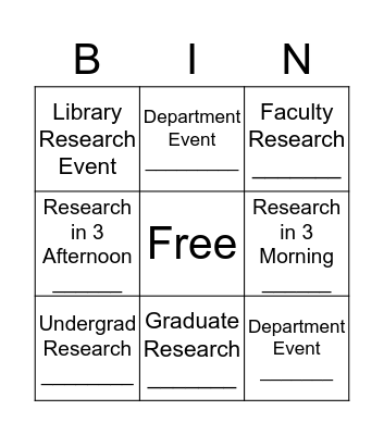 Research Day Bingo Card