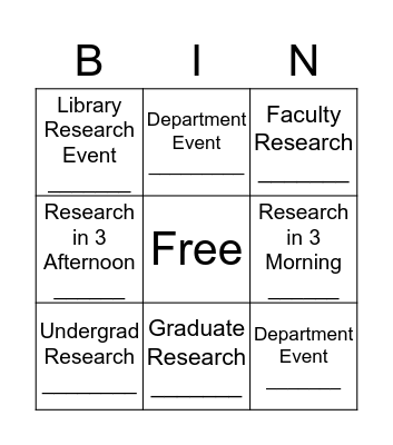 Research Day Bingo Card