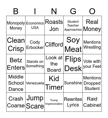 Garcia Bingo Card