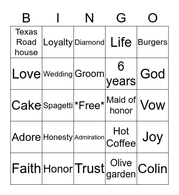 Engagement Party Bingo! Bingo Card