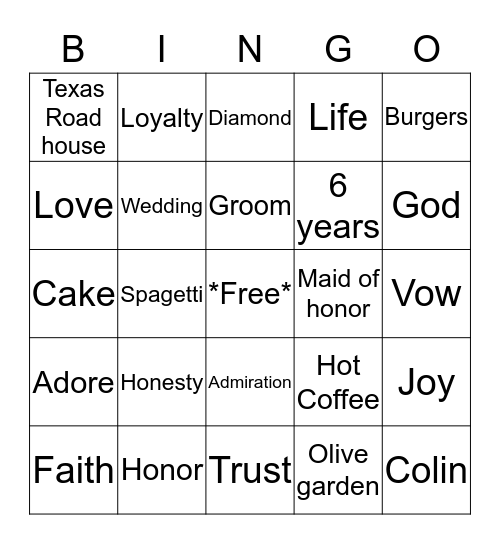 Engagement Party Bingo! Bingo Card