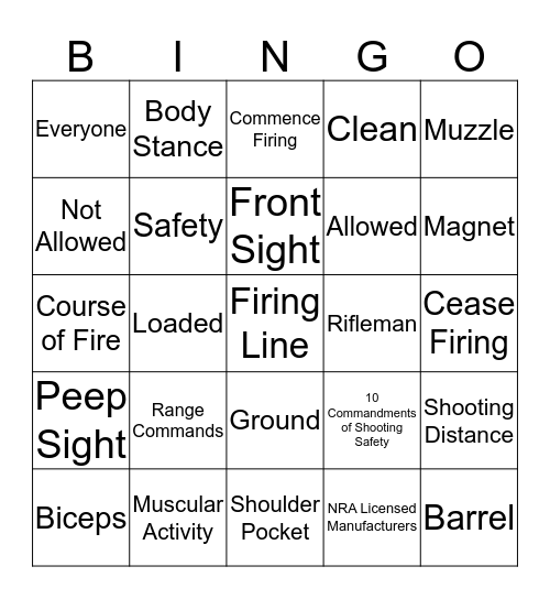 Safety  Bingo Card