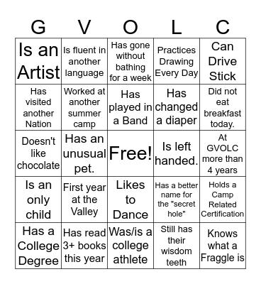 Get to Know You Better-O Bingo Card