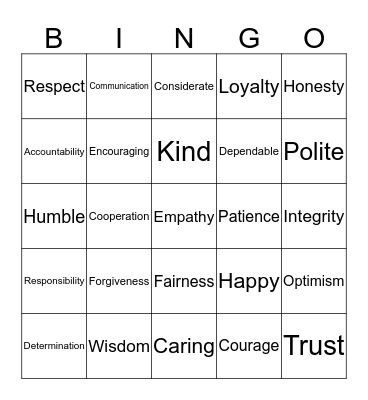 Character Bingo Card