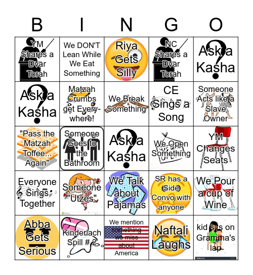 Gonsher Pesach Bingo 5781 Bingo Card