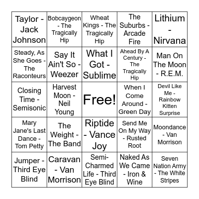 Music Bingo Card