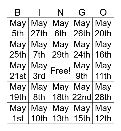 Daycare Bingo! Bingo Card