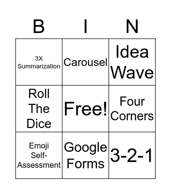 Formative Assessment Bingo Card