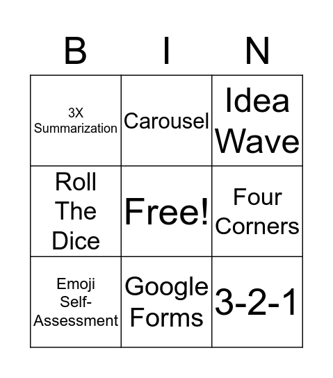 Formative Assessment Bingo Card