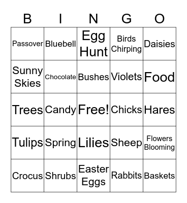 Easter Evening Bingo Card