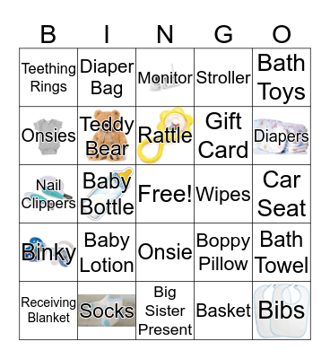 Megan's Baby Shower  Bingo Card