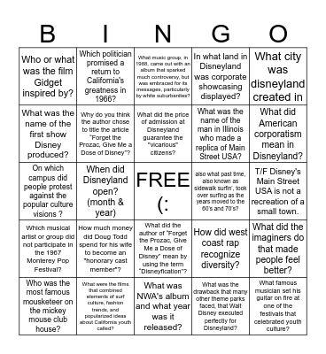 AMST 395 Week #12 Reading Bingo Card