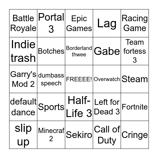 PC gaming show E3 2019 Bingo Card