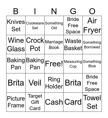 Bridal Bingo  Bingo Card