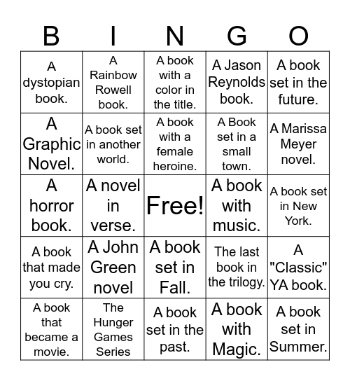 You have read... Bingo Card