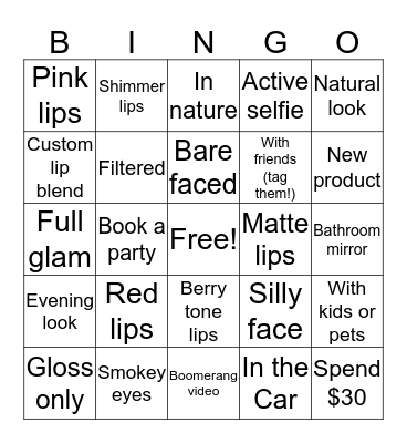 Selfie BINGO Card