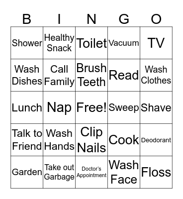 Activities of the Day Bingo Card