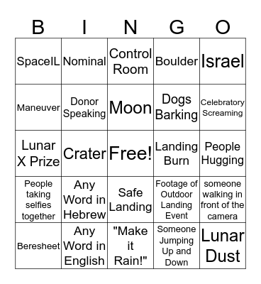 Beresheet Lands on the Moon! Bingo Card