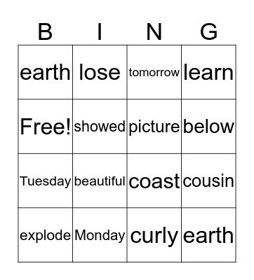 TRICK WORDS 13 Bingo Card
