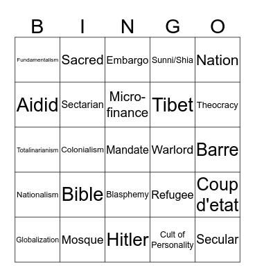 Global Vocab BINGO! Bingo Card