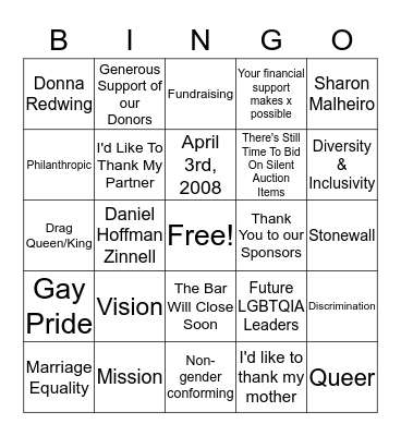 One Iowa Gala Bingo Card