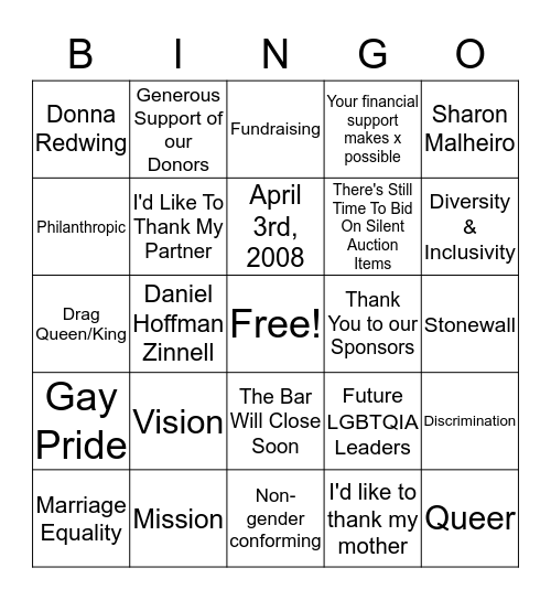 One Iowa Gala Bingo Card