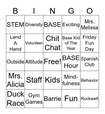 BASE Bingo  Bingo Card