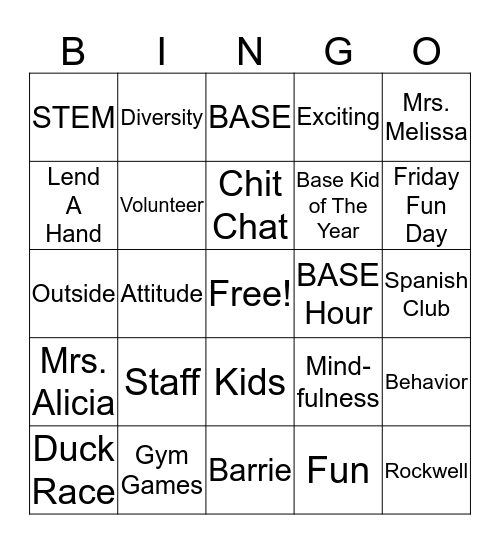 BASE Bingo  Bingo Card
