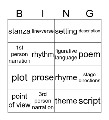 RL.2.5 & 2.6 Bingo Card